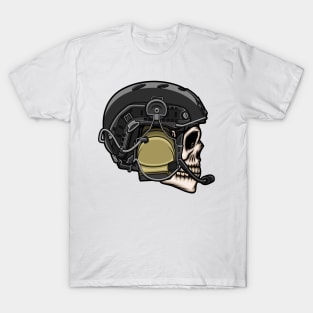 Skull head with army helmet T-Shirt